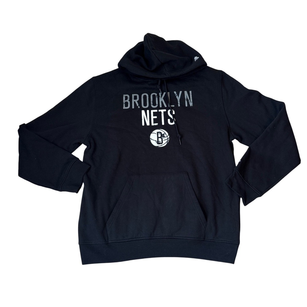 New Era Brooklyn Nets Hoodie Mens Black NBA Basketball Graphic NWT SIZE XL
